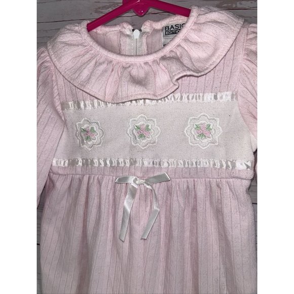Vintage Basic Editions Baby Girl 6-9 Months Light Pink 1-Piece Romper Sleeper - Picture 4 of 8